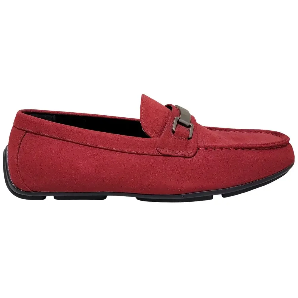 Alfani Men Egan Slip On Driving Loafers Size US 8M Red Faux Suede